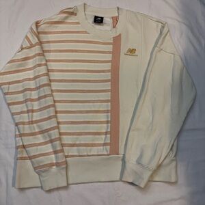 New Balance Cream & Peach Panel Stripe Crewneck Sweater